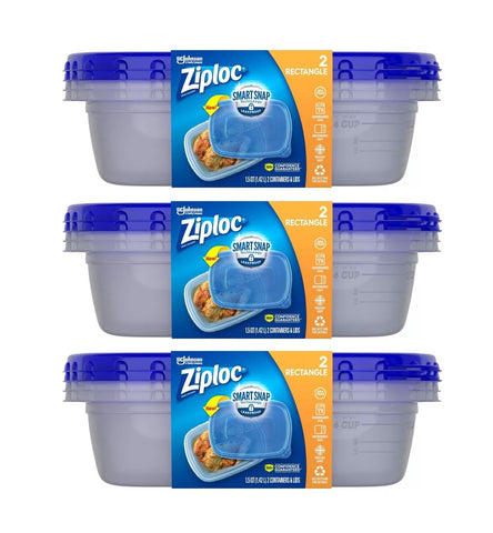 Conjunto Ziploc de contenedores rectangulares con Smart Snap para frescura