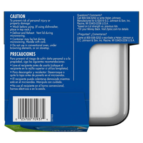Diseño cuadrado eficiente de Ziploc para optimizar espacio.