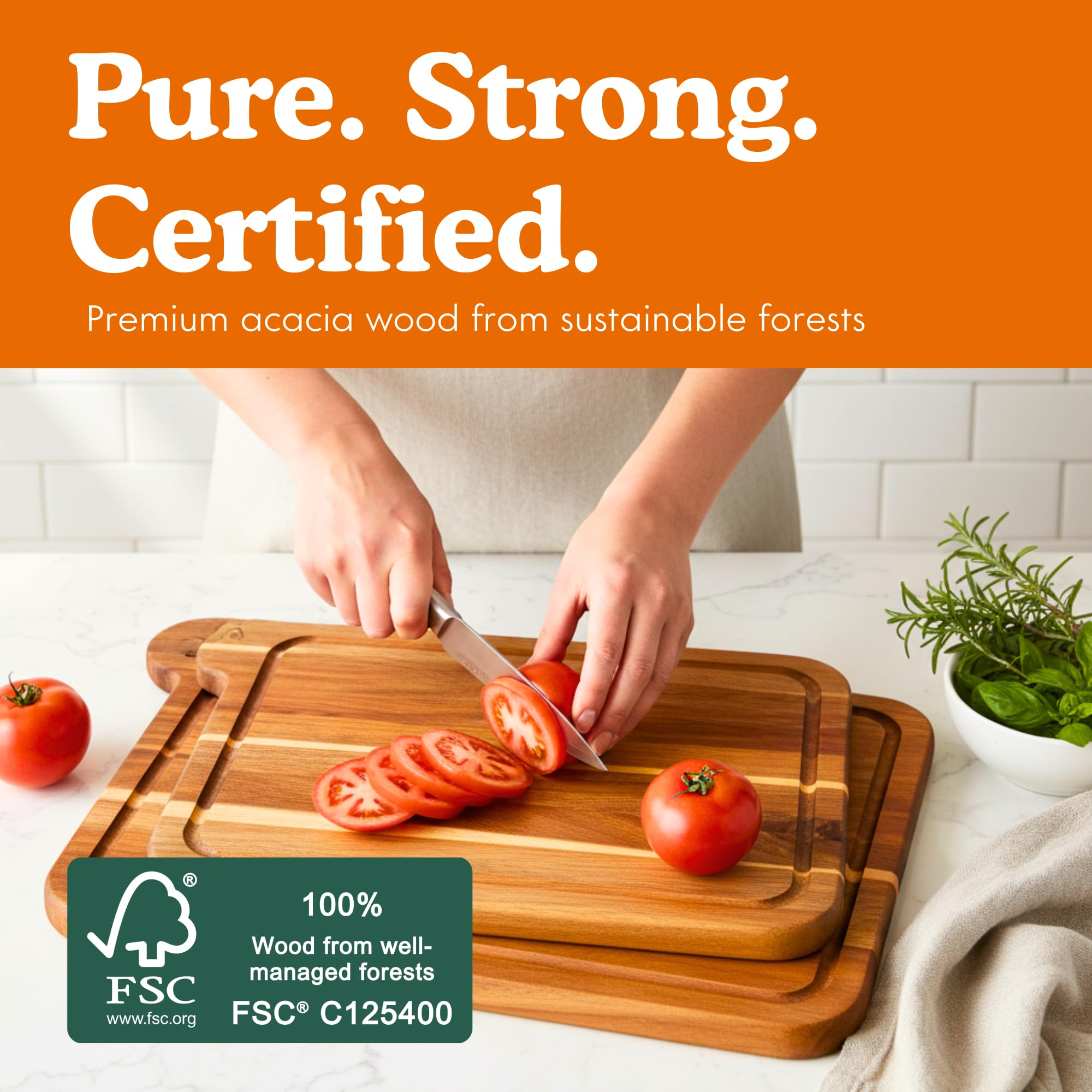 Ziruma acabado natural sin aceite mineral, superficie segura para alimentos.