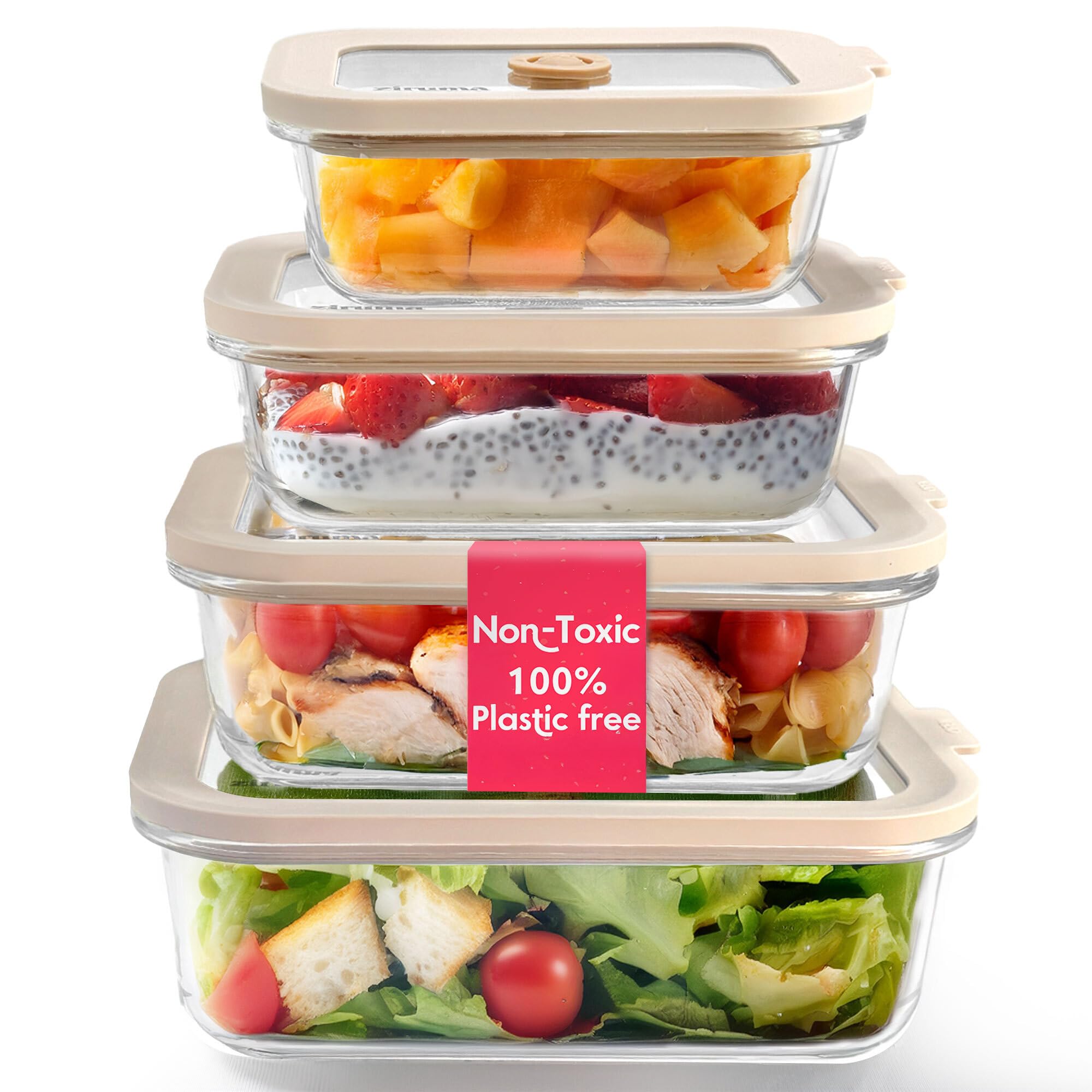 Ziruma contenedor vidrio 12oz con tapa hermética para porciones diarias