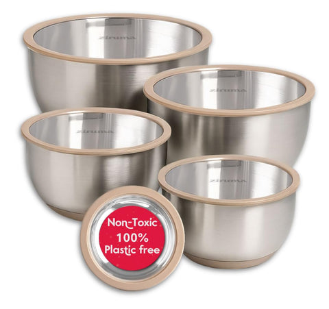 Ziruma tazones de acero con tapas de vidrio para almacenamiento seguro de alimentos