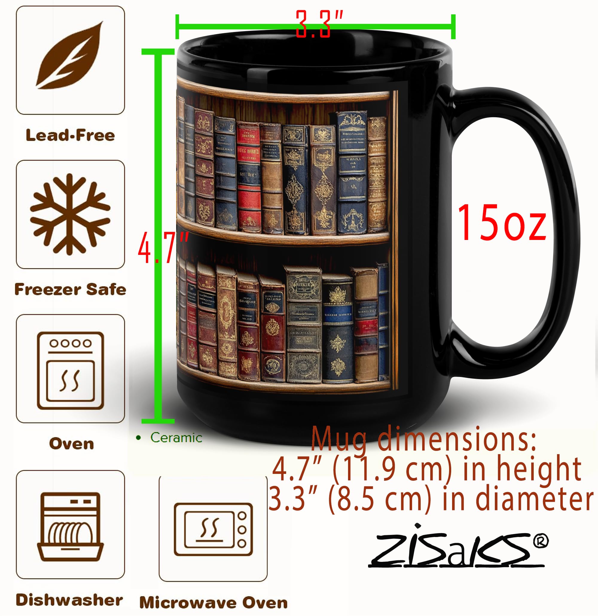 Taza Ziskaks Libros dibujo estantería clásica, perfecta para club de lectura