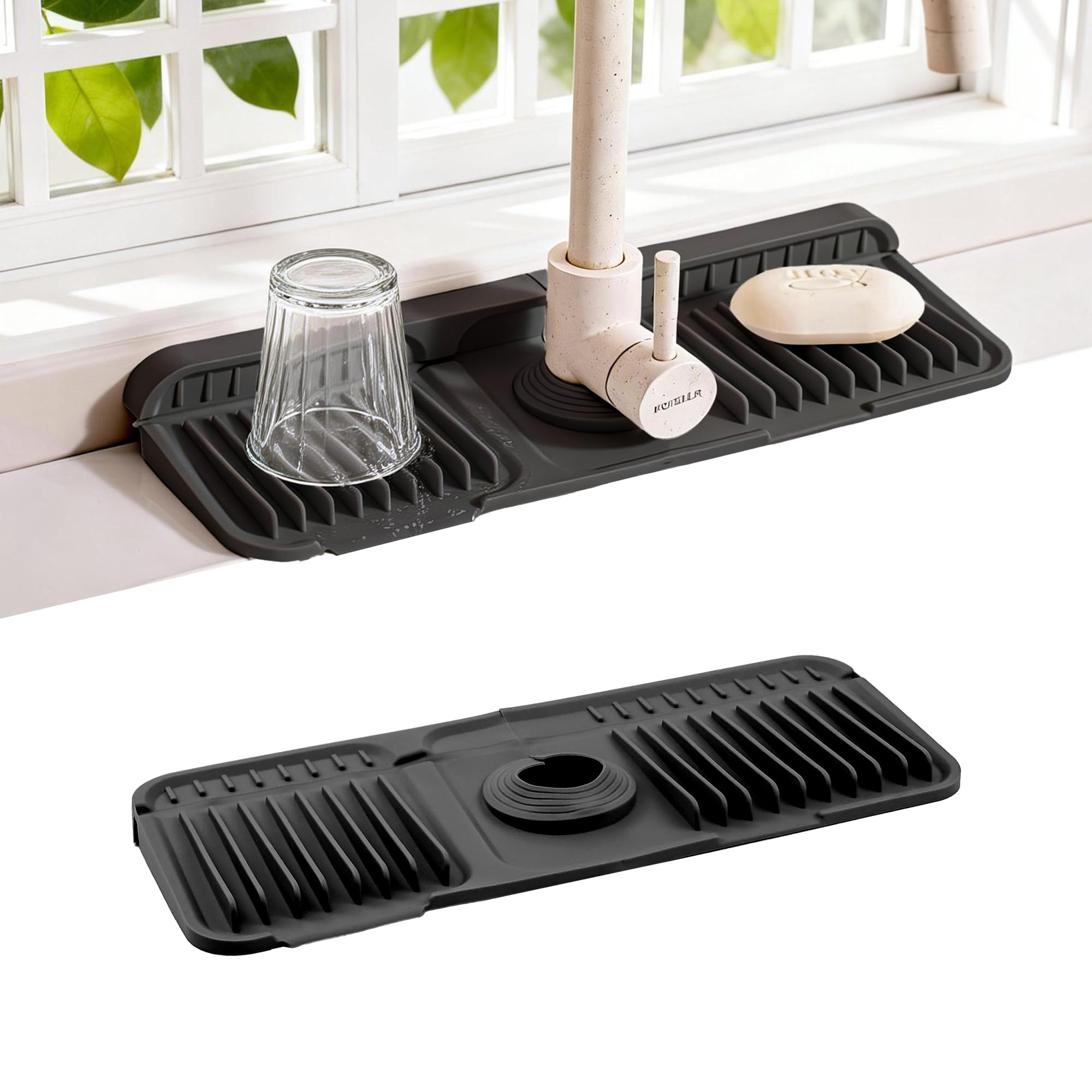ZJWZLG alfombrilla para grifo de cocina con drenaje rápido y área ordenada.