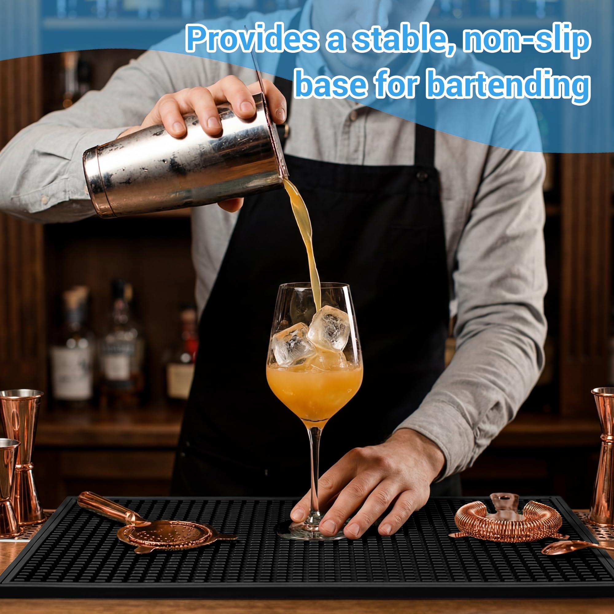 ZJWZLG bar mat facilita el secado rápido de vasos y utensilios.