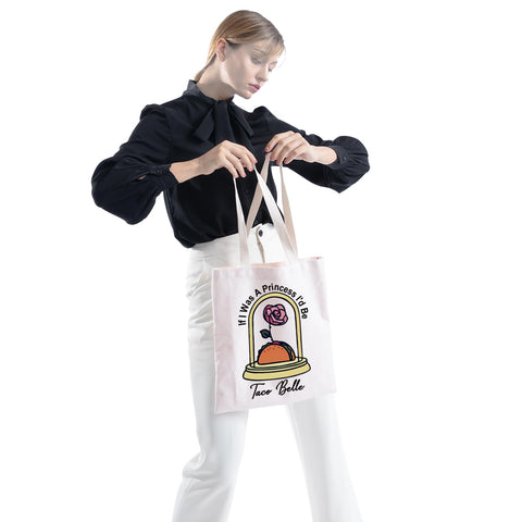 ZJXHPO Taco Belle Tote, interior visible, aprovecha su tamaño para libros o compras pequeñas.