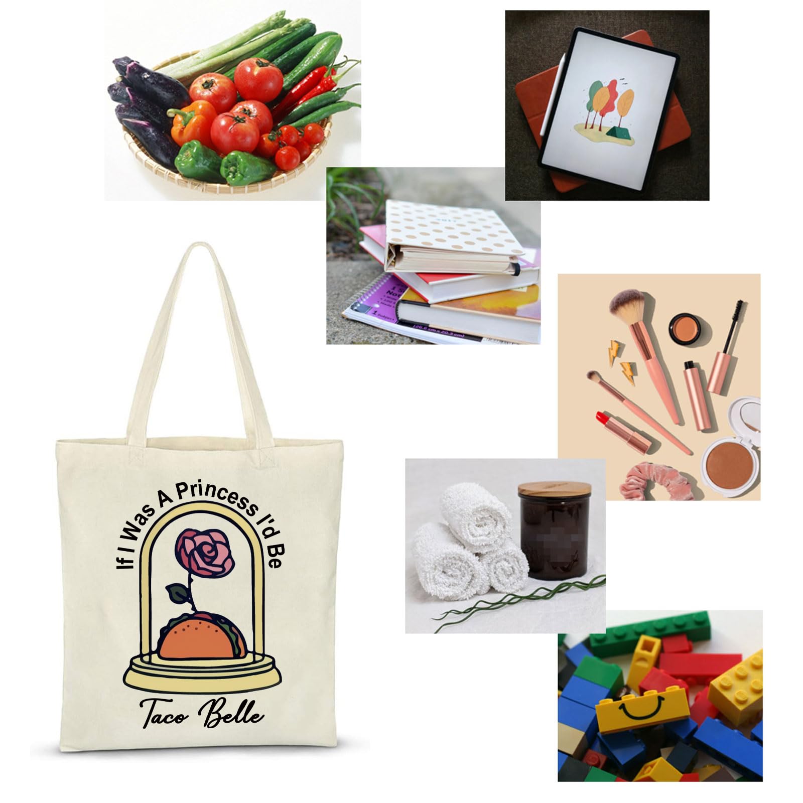 ZJXHPO Taco Belle Tote, uso multifuncional para compras, libros o paseo diario.