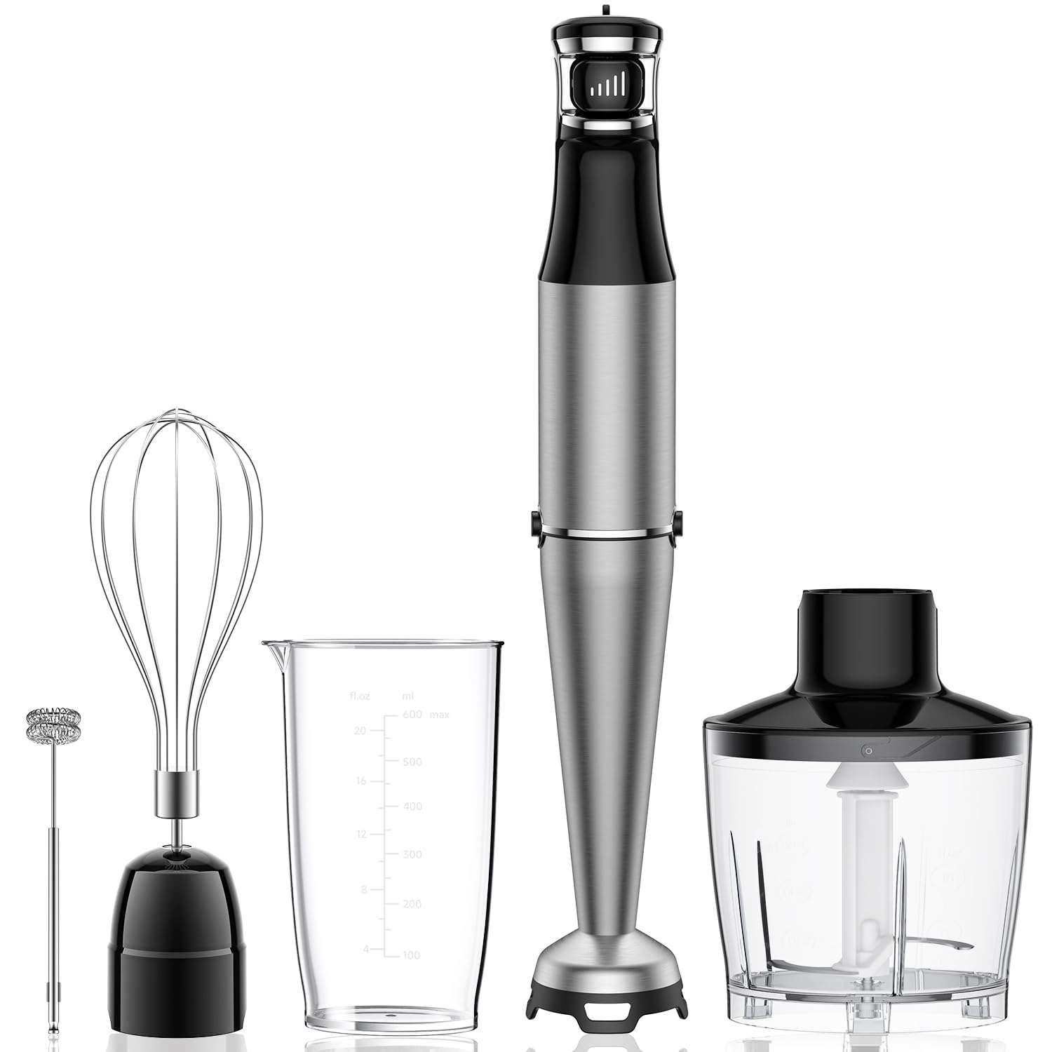 ZKBHOME batidora de inmersión 1100W 5 en 1 para batidos y purés fáciles.