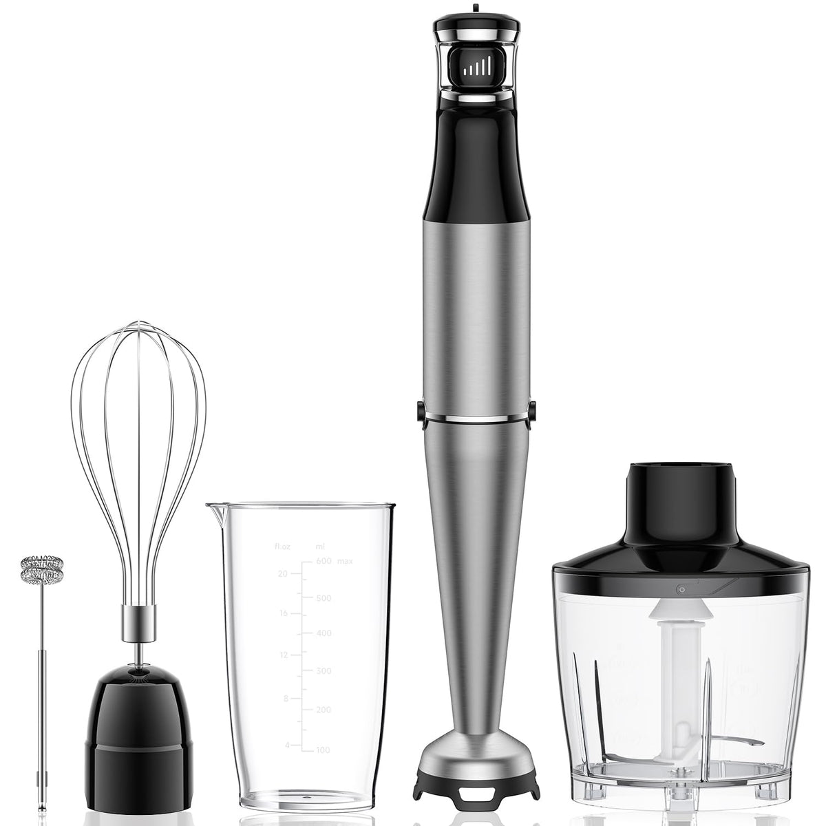 ZKBHOME batidora de inmersión 1100W 5 en 1 para batidos y purés fáciles.