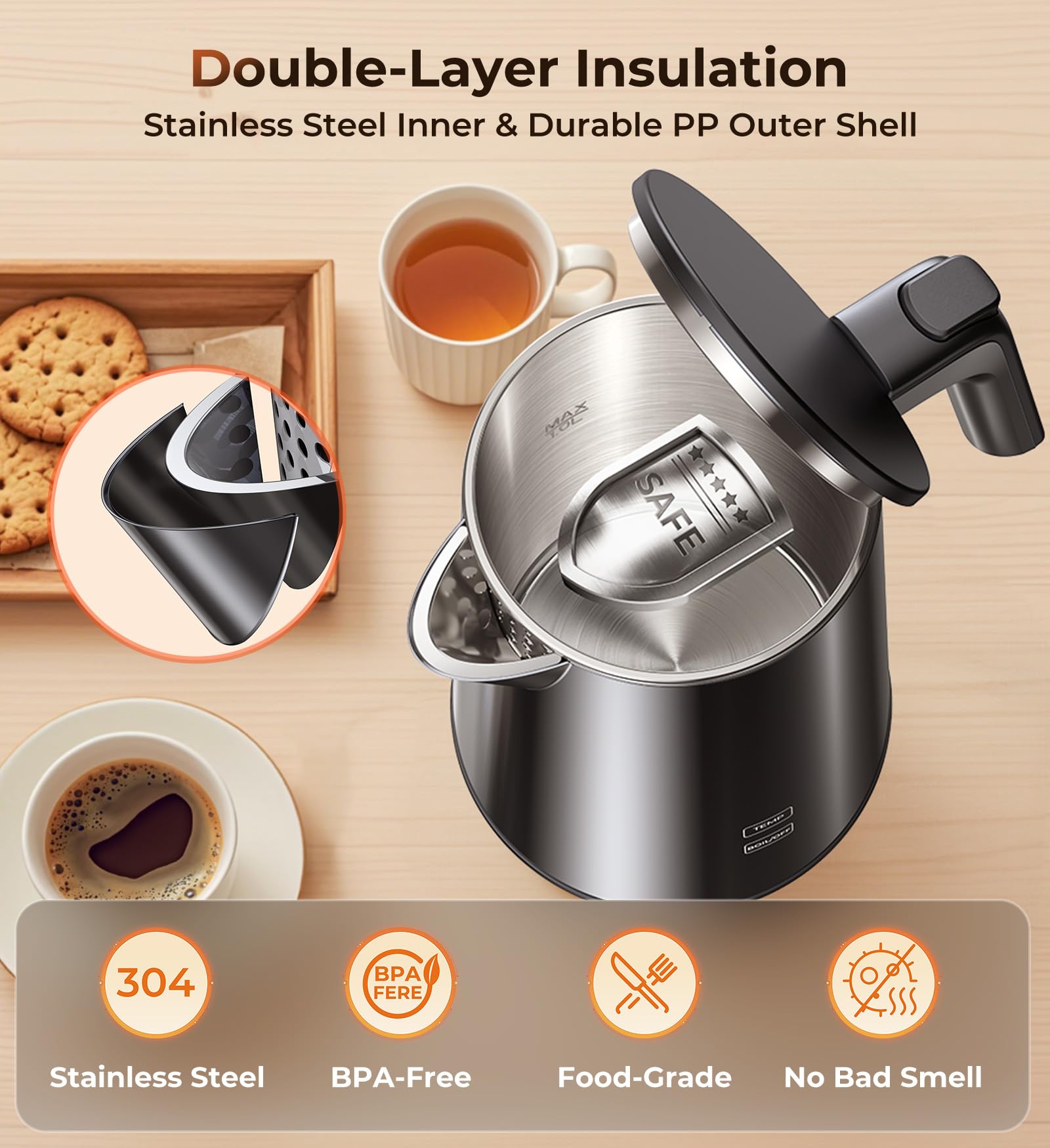 ZKBHOME hervidor con 7 temperaturas para infusiones con precisión.