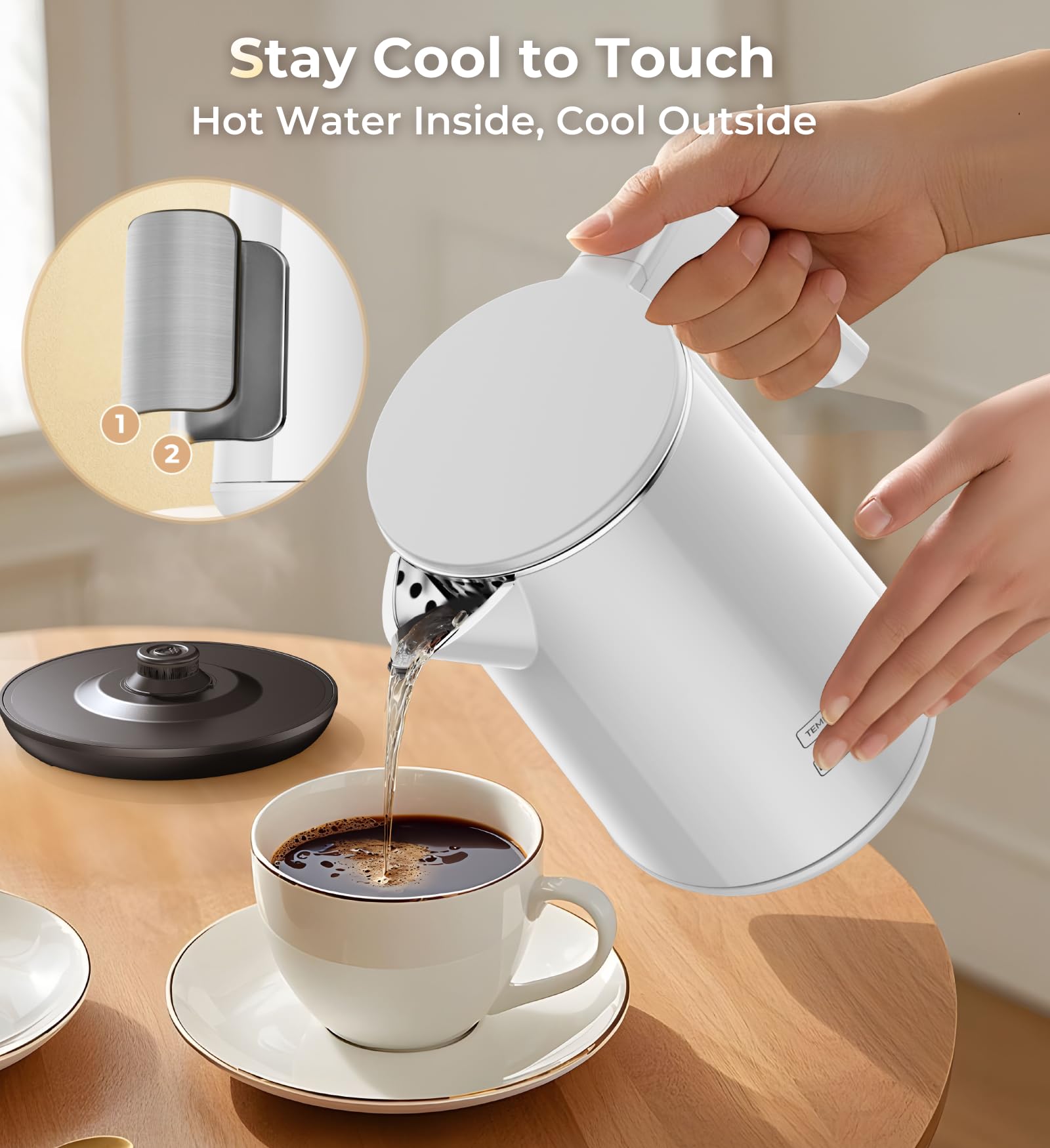 ZKBHOME Olla eléctrica 1L, diseño compacto para cocinas pequeñas.