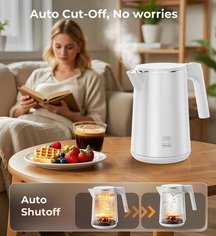 ZKBHOME Olla eléctrica 1L, mango frío al tacto para manejo cómodo.