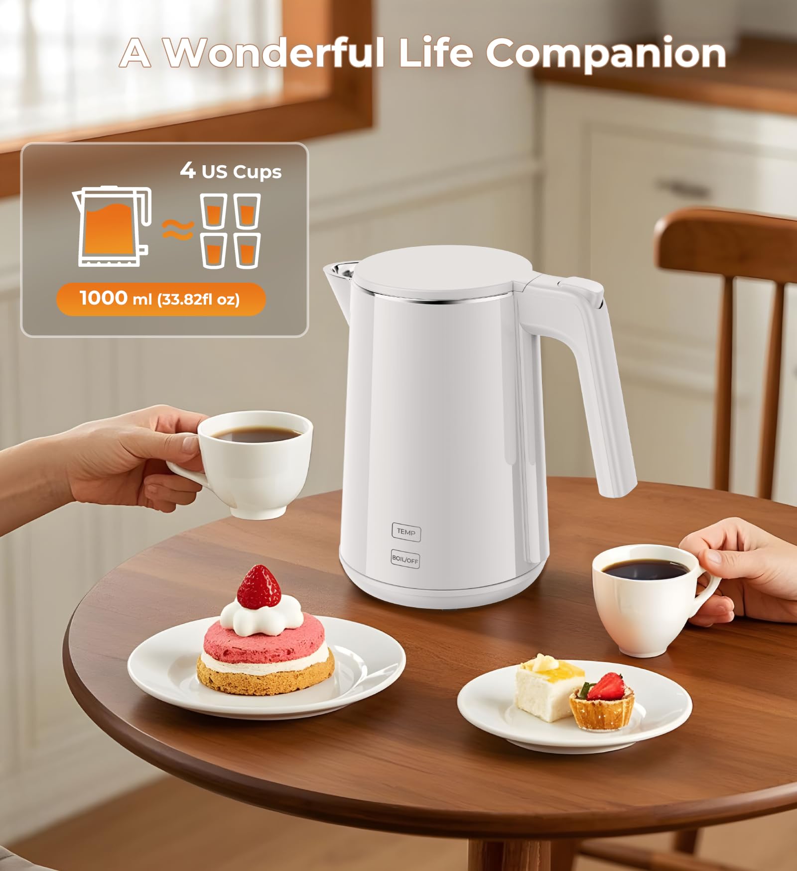 ZKBHOME Olla eléctrica 1L para casa u oficina, uso versátil.