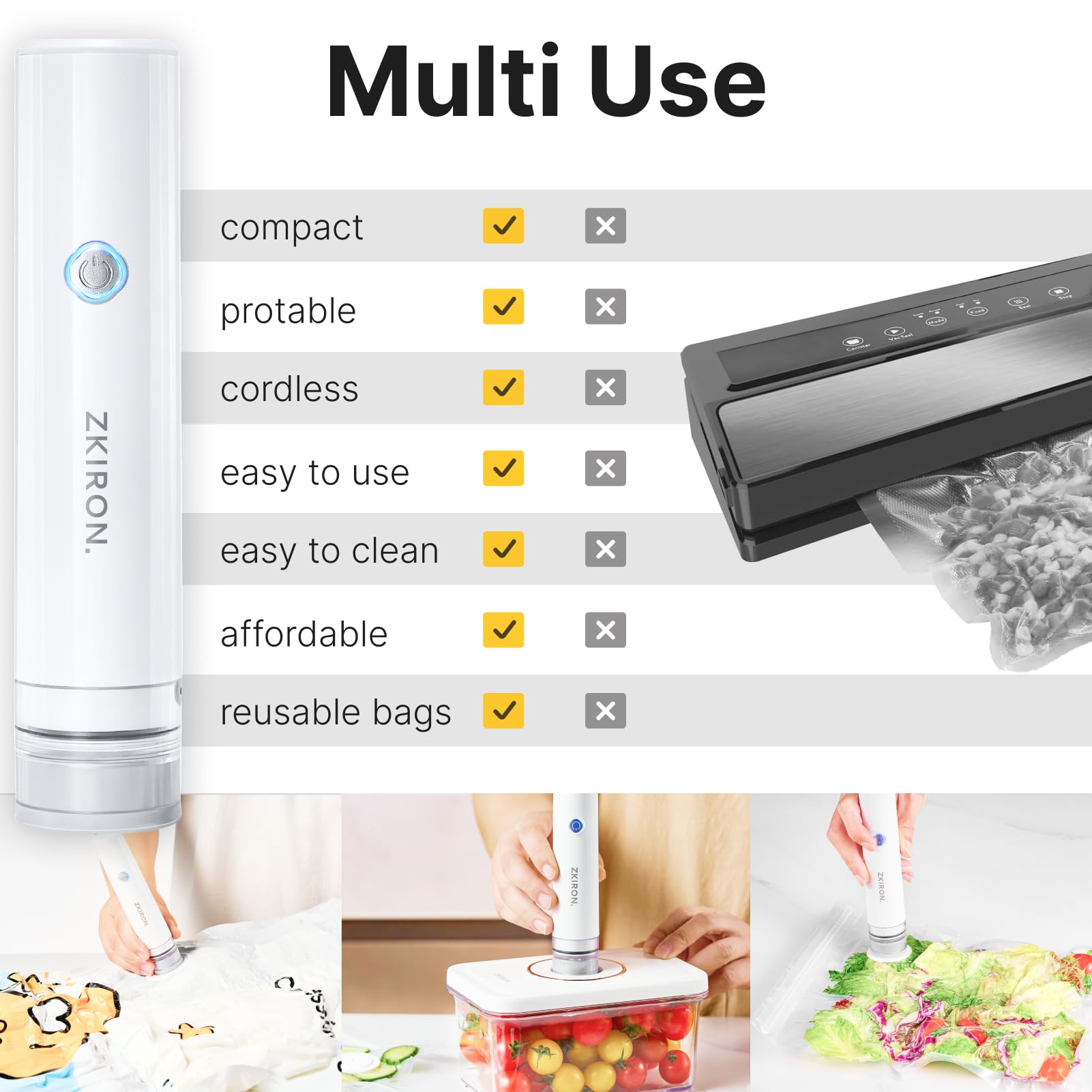Batería recargable de ZKIRON OneTouch para sellar en cualquier lugar