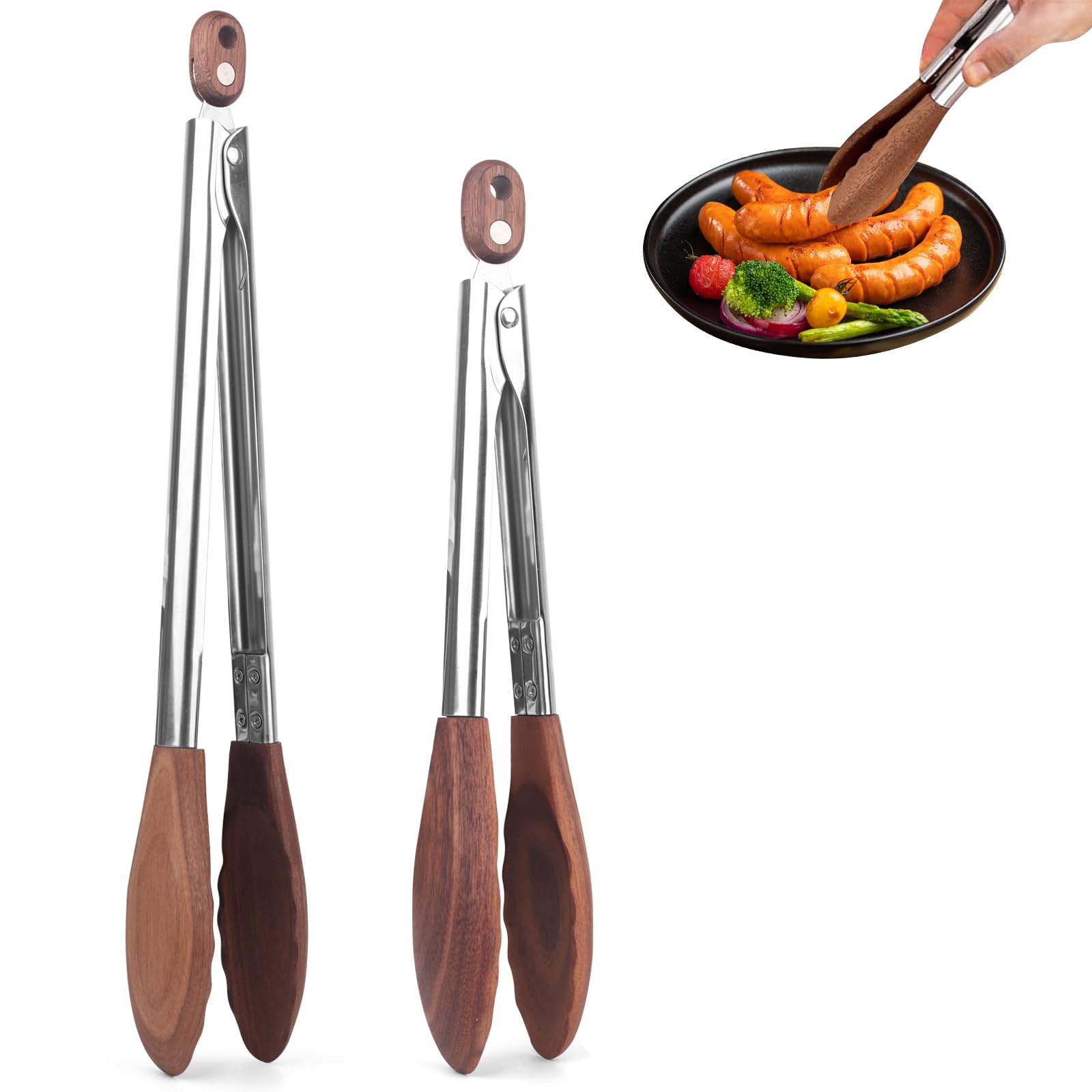 Tenazas ZLMXXT con punta de madera para cocinar, protege superficies antiadherentes.