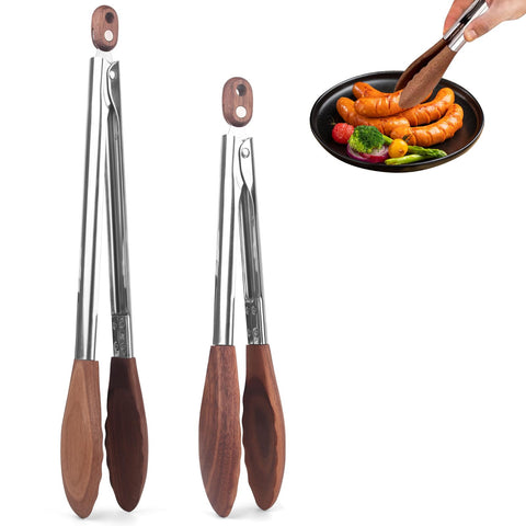 Tenazas ZLMXXT con punta de madera para cocinar, protege superficies antiadherentes.