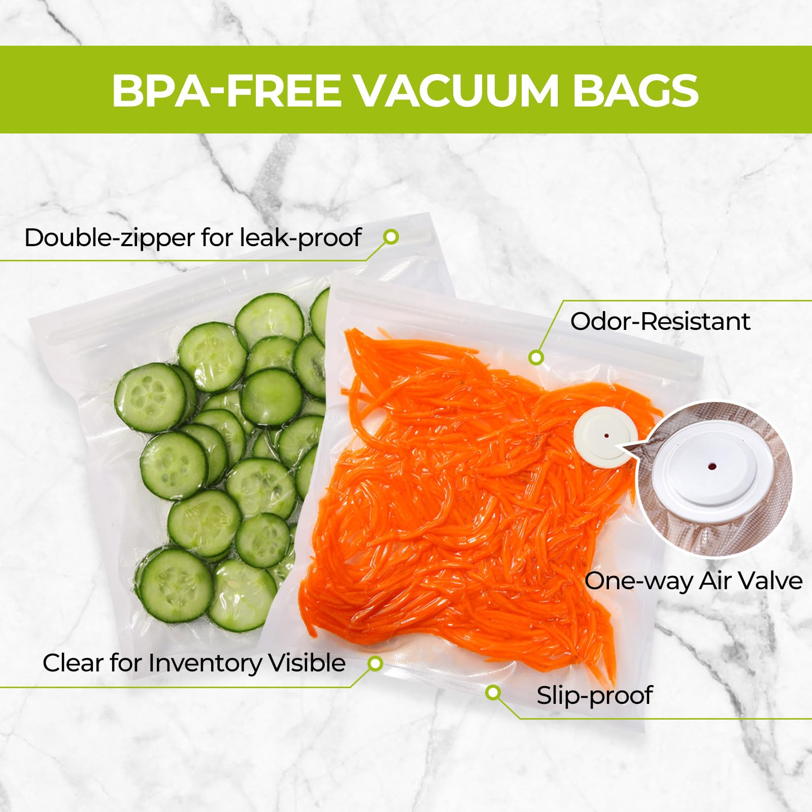 ZLTMYI bolsas con válvula unidireccional para sellado rápido y sin fugas.