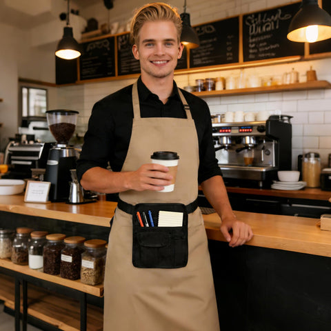 Delantal ZMD para restaurantes y bares, uso versátil en servicio.