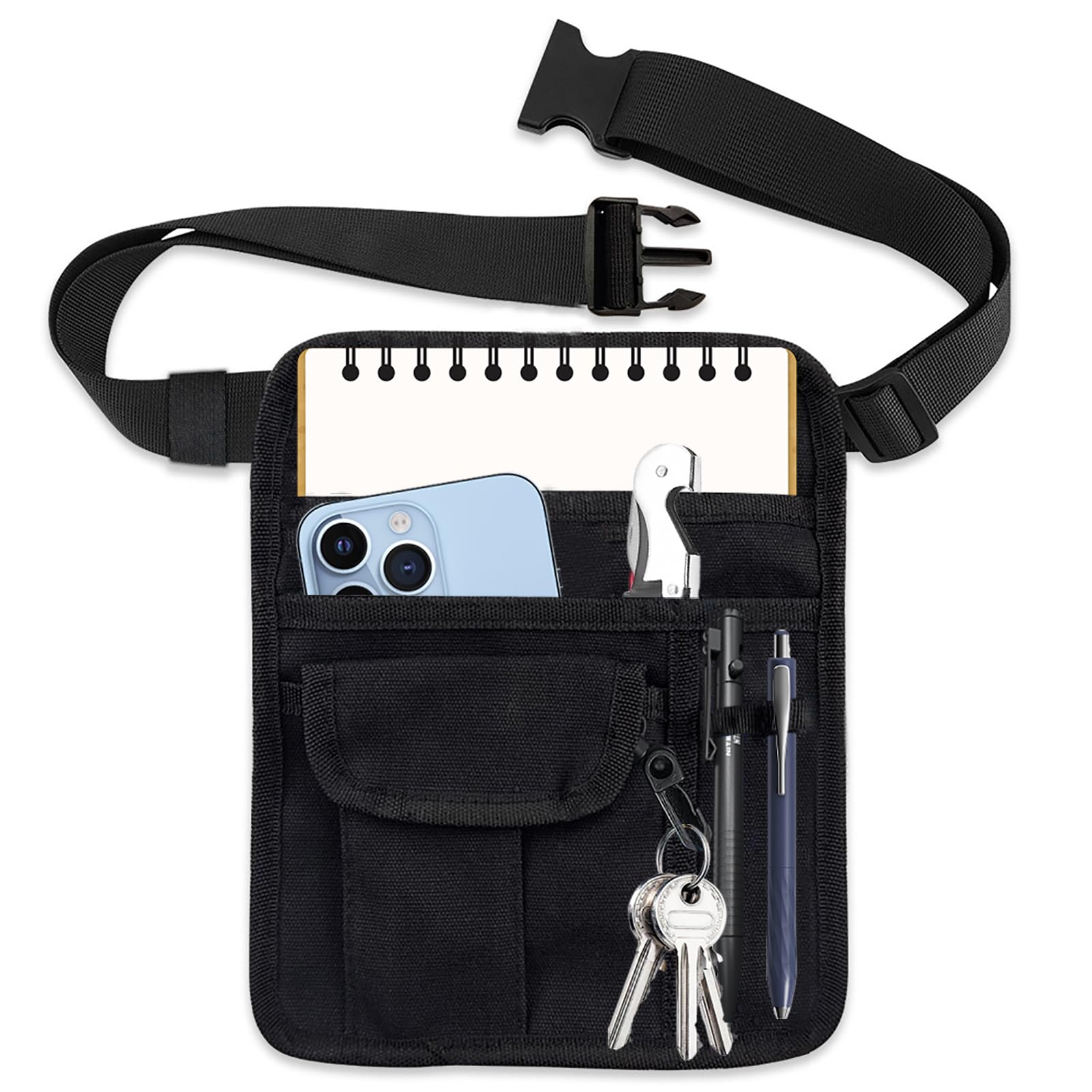 Delantal ZMD con bolsillos ajustables, ideal para camareras durante el servicio.