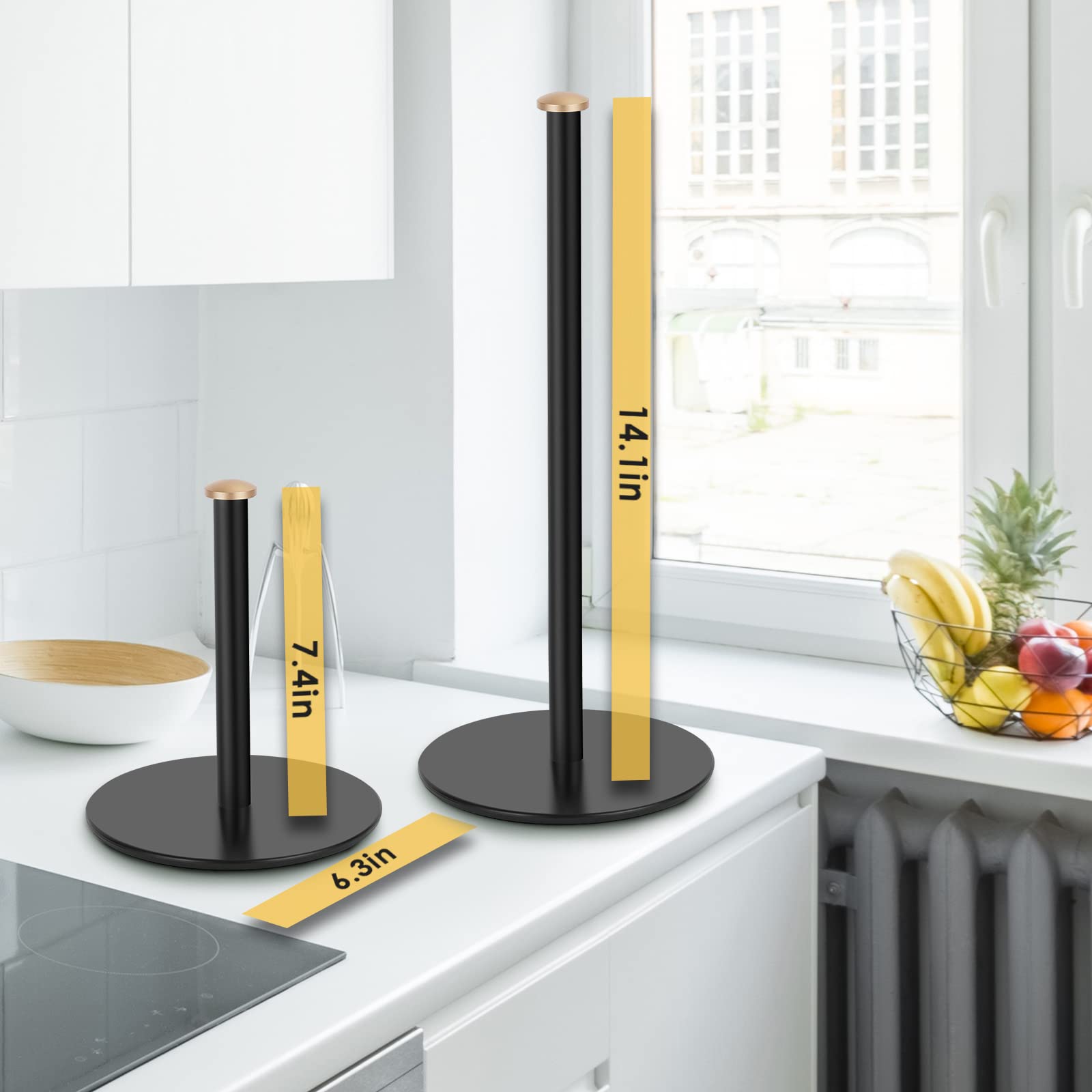 zmgnnd dispensador de papel negro, admite tres rollos para cocina o baño.