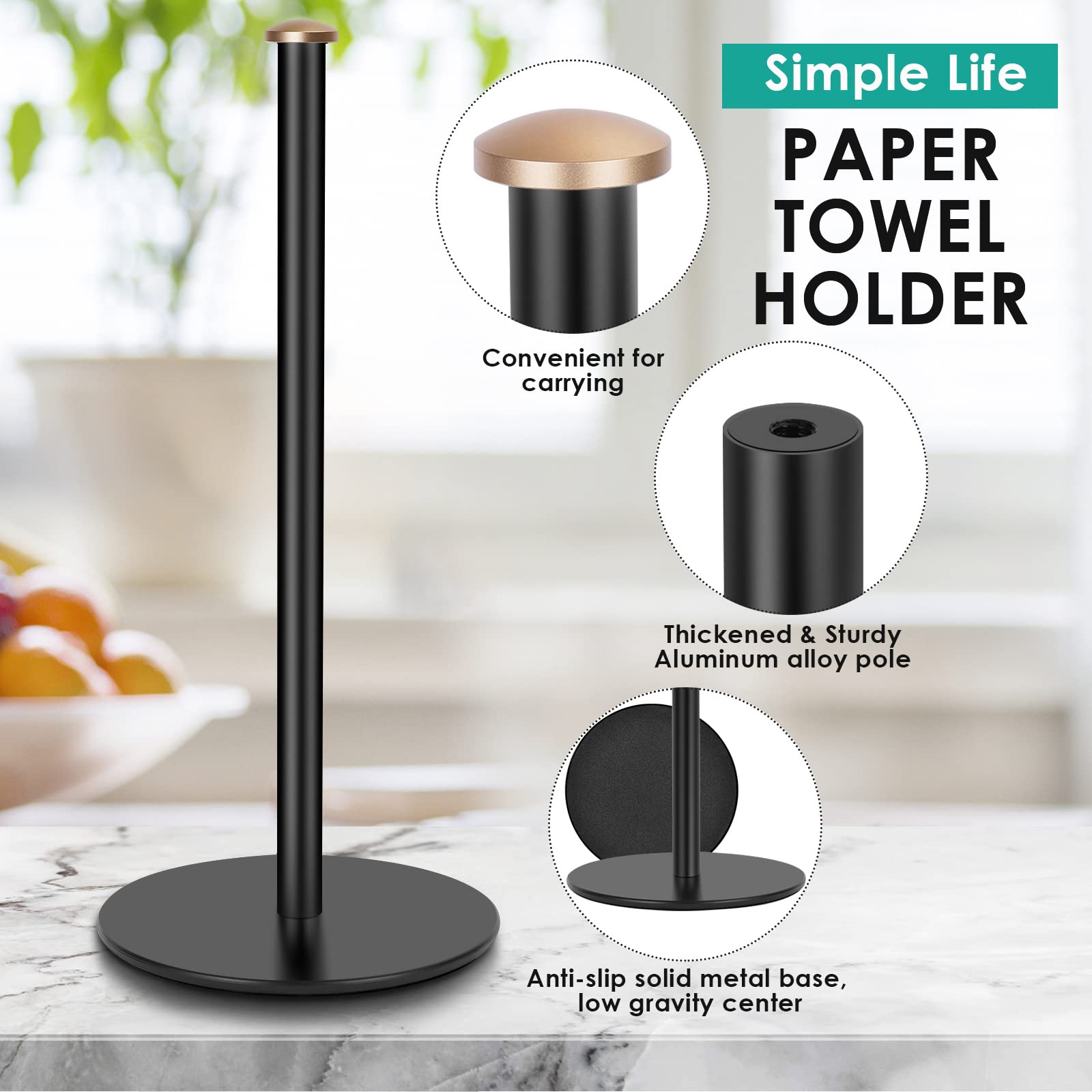zmgnnd porta-papel negro para encimera, estilo moderno y práctico.