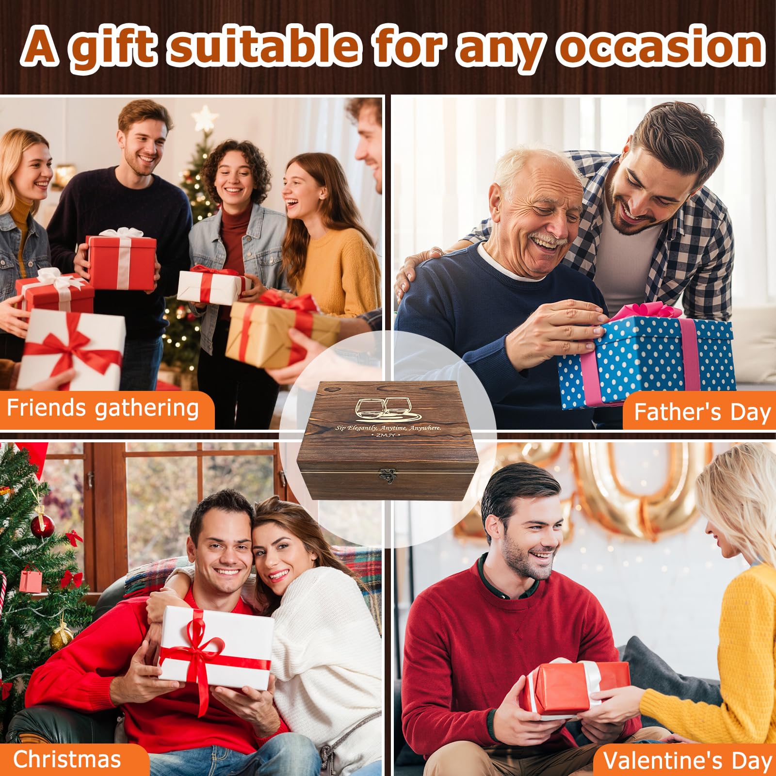 Caja regalo de madera ZMJY, perfecta para sorprender a un fan del bourbon.