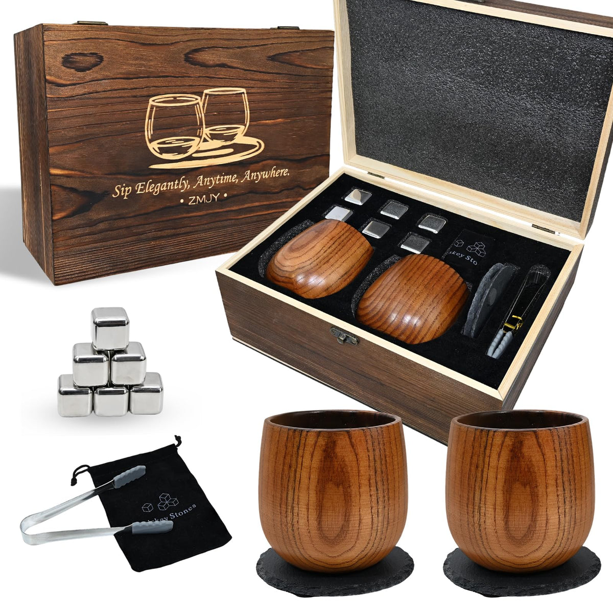 Vaso ZMJY con interior de roble tostado para realzar el aroma del bourbon.