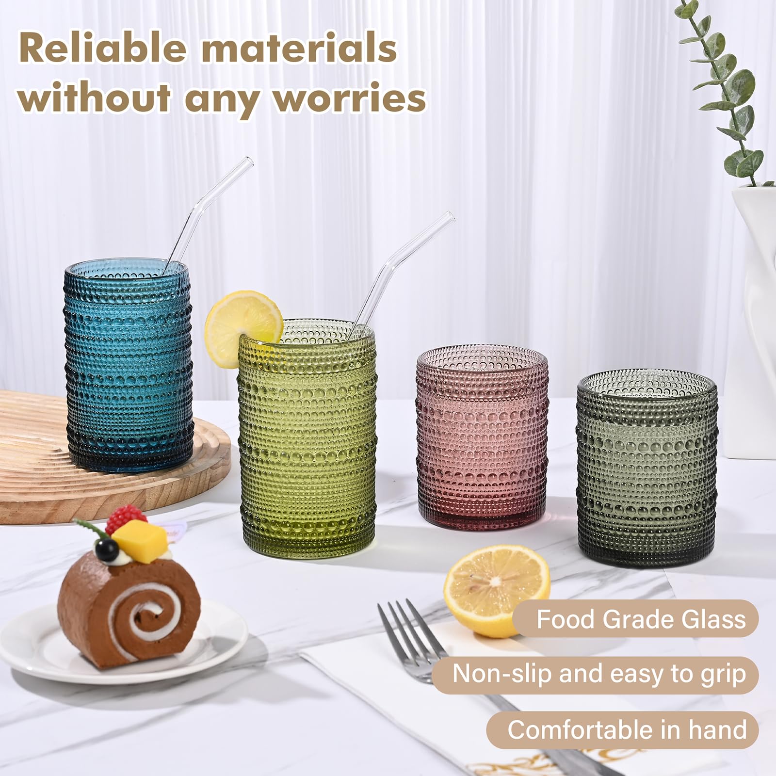 Conjunto de vasos hobnail ZMOWIPDL con relieve para bar y hogar.