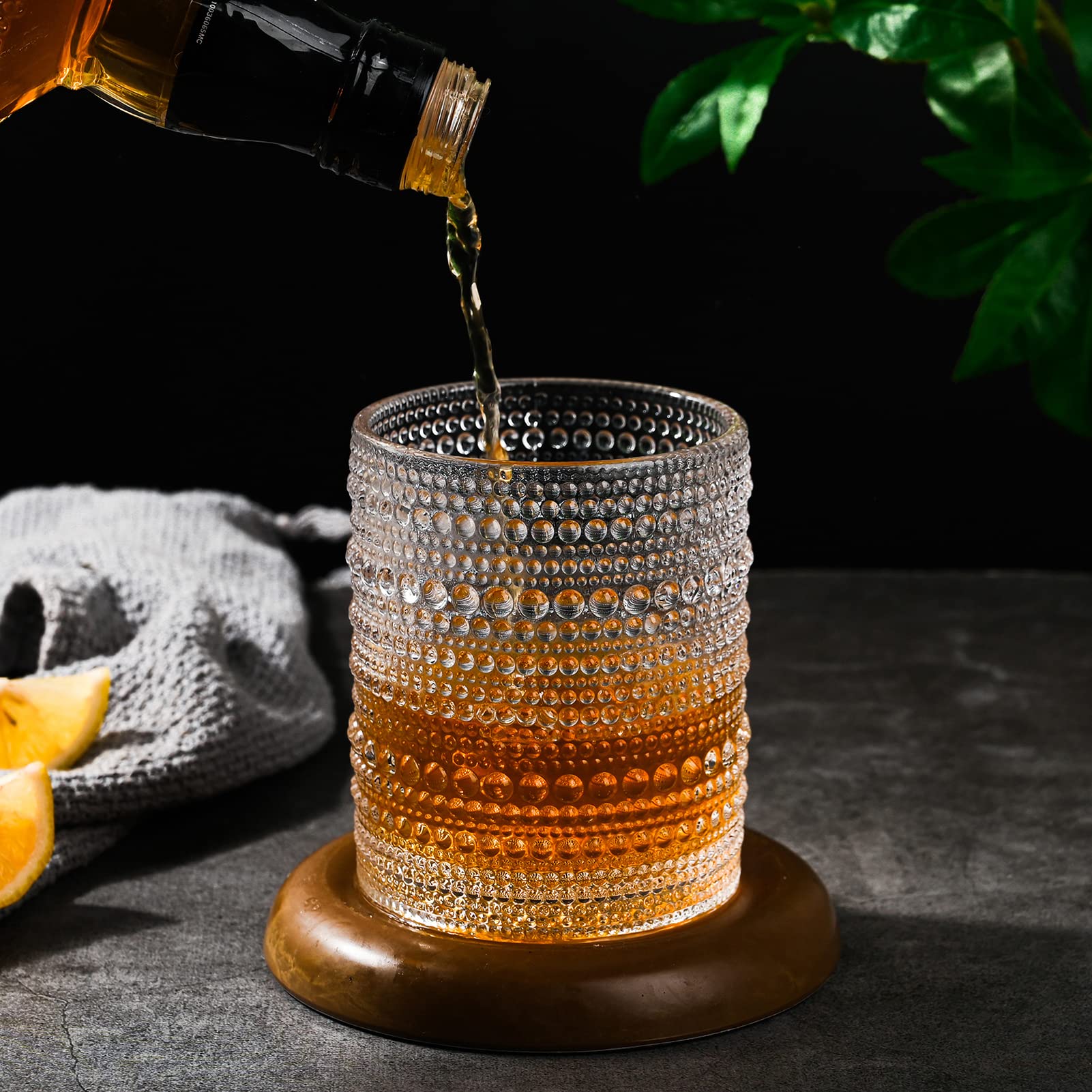 Vaso ZMOWIPDL vintage hobnail de 15 oz, perfecto para bebidas grandes.