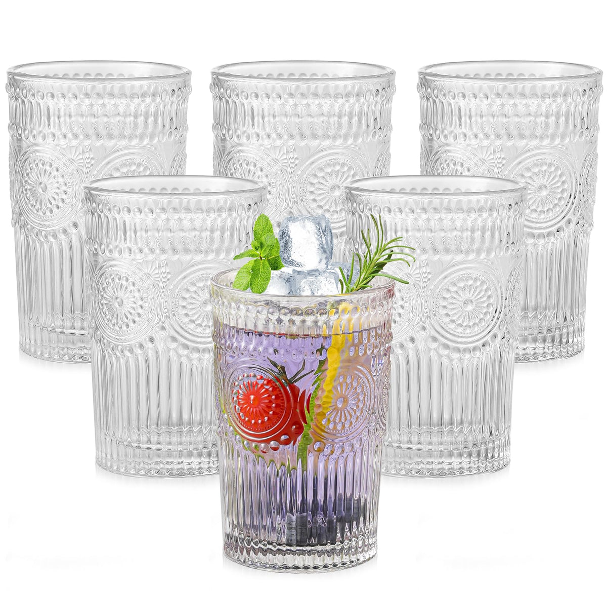 Vasos ZMOWIPDL vintage con diseño floral, ideal para bebidas frías