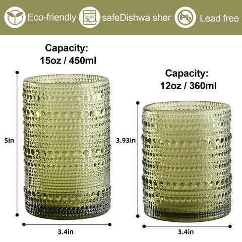 Vaso ZMOWIPDL 12oz con relieve de cuentas, detalle elegante.