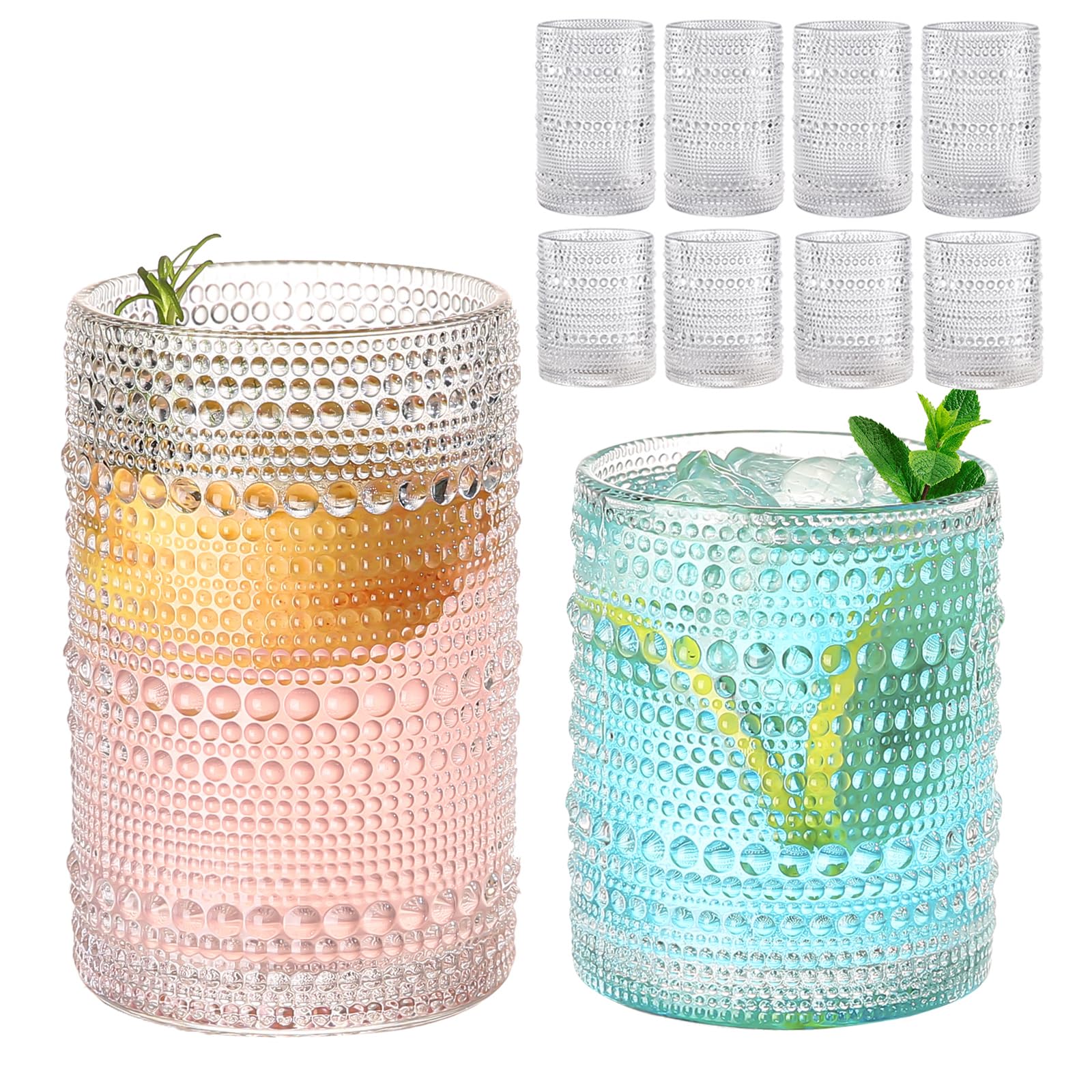Vaso ZMOWIPDL vintage hobnail 12oz para agua y cócteles