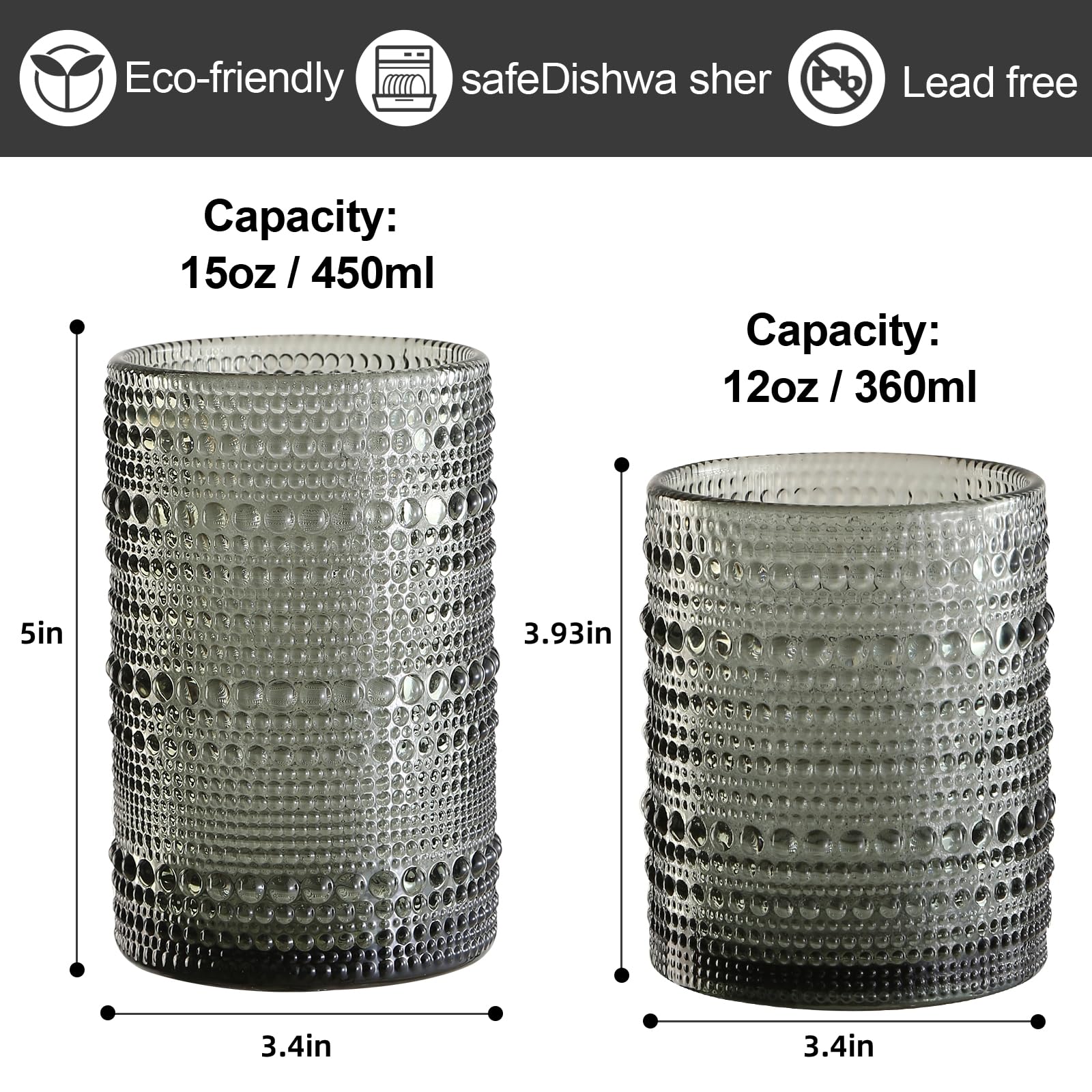 Vaso ZMOWIPDL 15oz con hobnail para bebidas más grandes