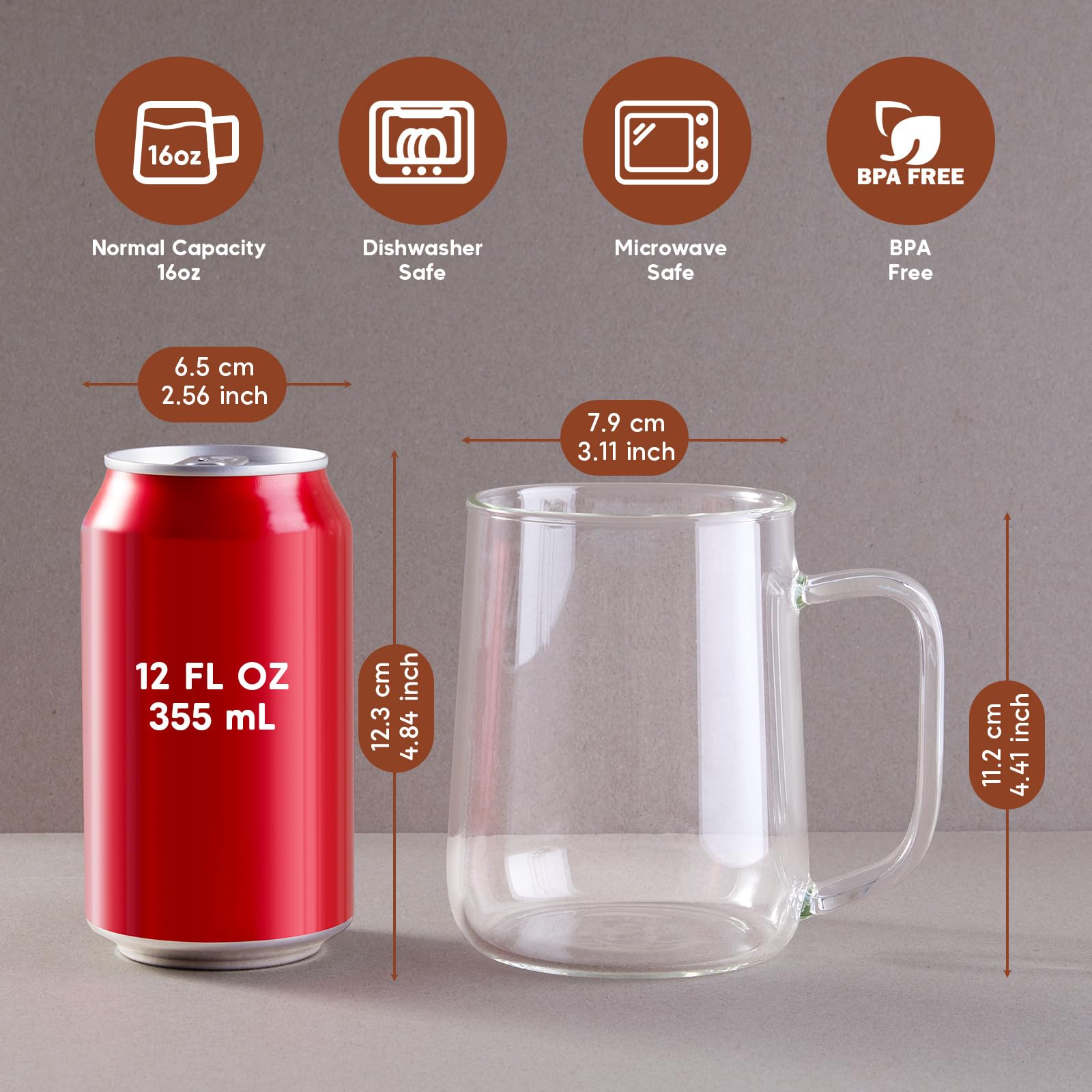 Conjunto de tazas ZMZKKLL de vidrio borosilicato, dos piezas, duraderas para bebidas calientes