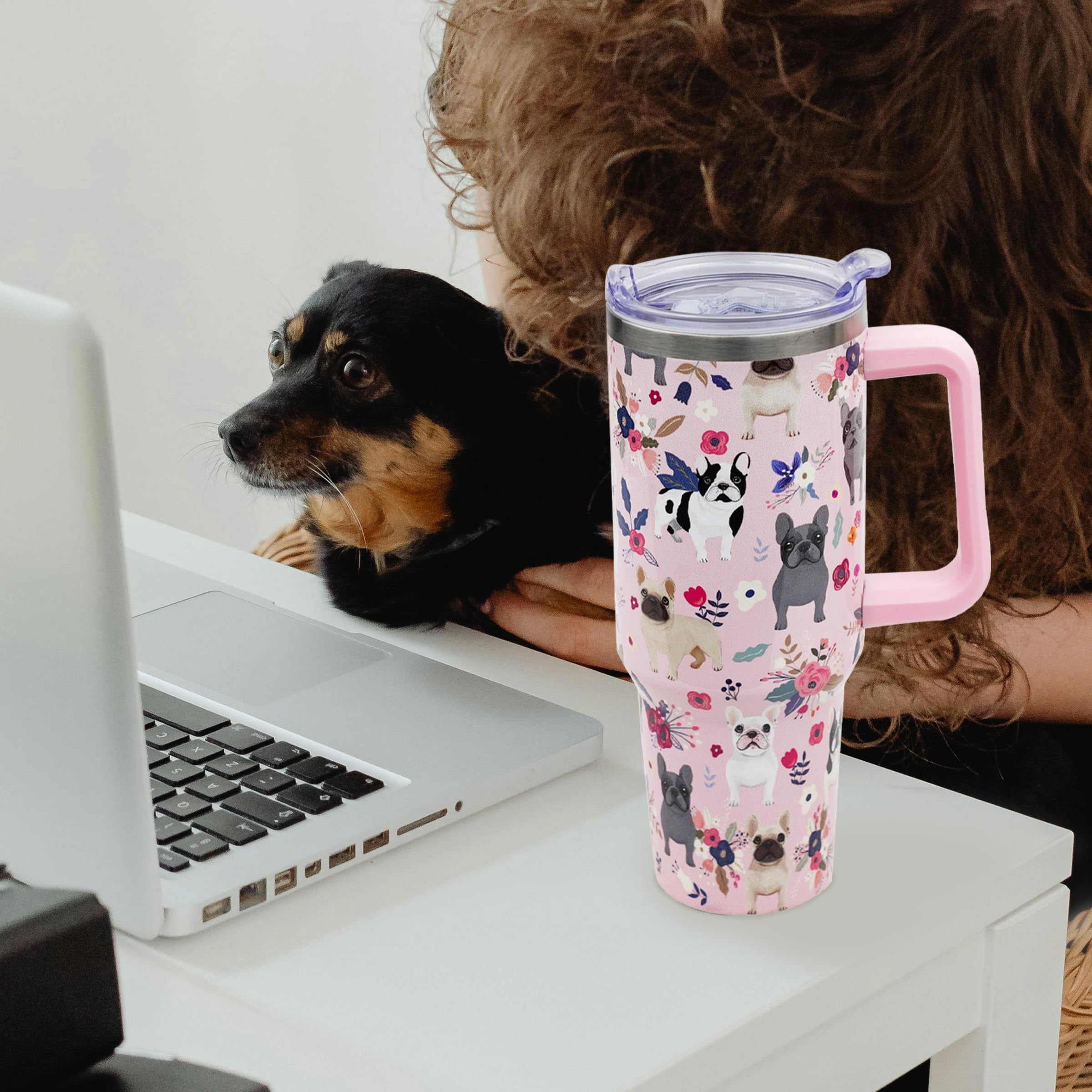 ZNYYZYBA taza bulldog francés 40oz apertura amplia facilita limpieza y recargas