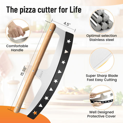 Cortapizza rocker ZOCY con cuchilla de acero 430 resistente a la corrosión.