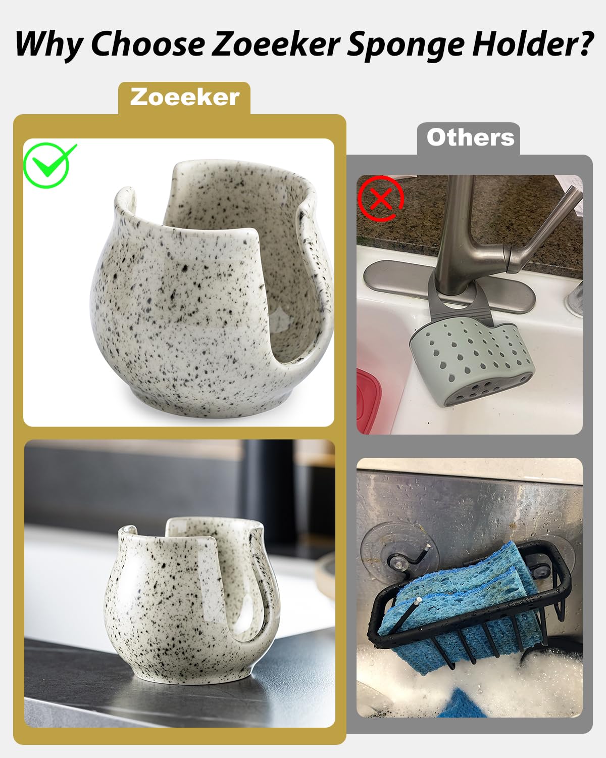 Zoeeker detalle glaseado moteado realza el estilo de la cocina.
