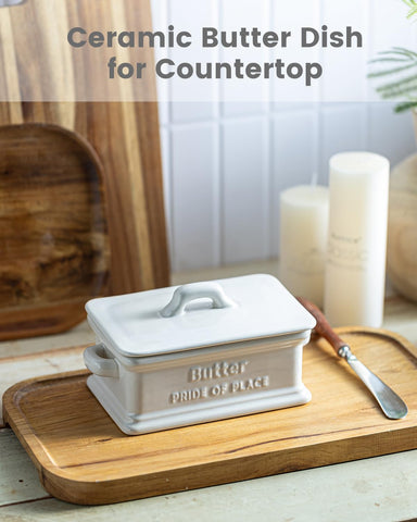 Zoeeker mantequera tapa cerámica sella la textura para untar sin derretirse.