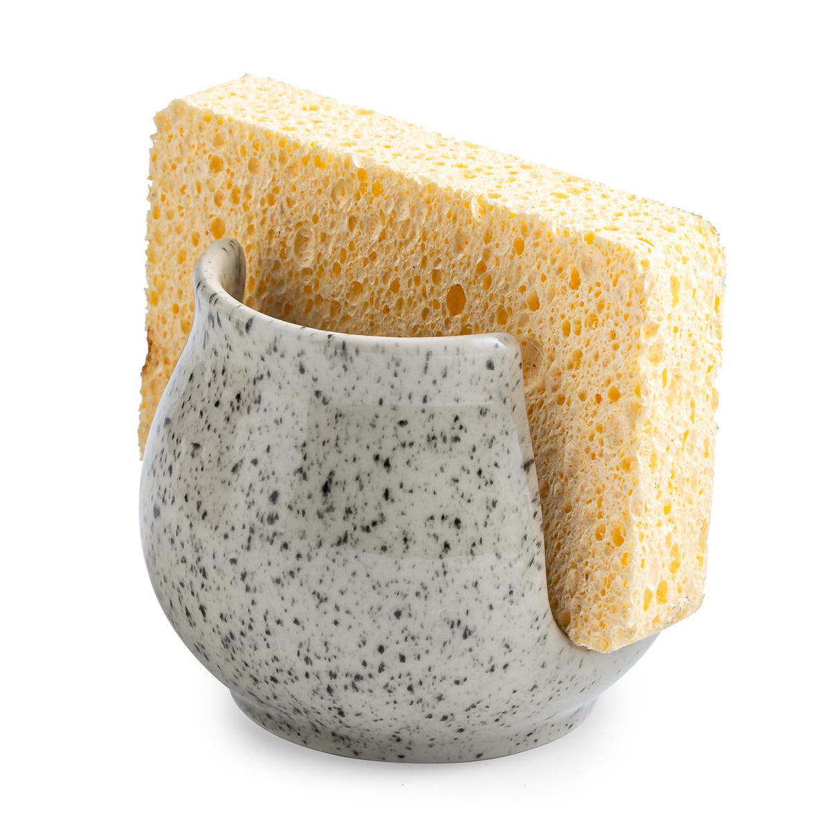 Zoeeker porta-esponjas cerámica en lavabo con acabado moteado, organizado y elegante.