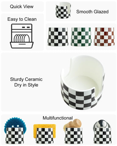 Zoeeker portaspongas cerámico cocina escena, organización estética del fregadero.