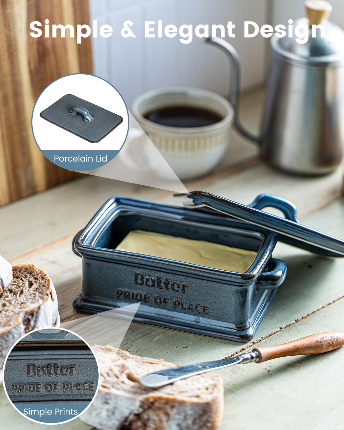 Zoeeker tapa cerámica protege la mantequilla del polvo y la humedad