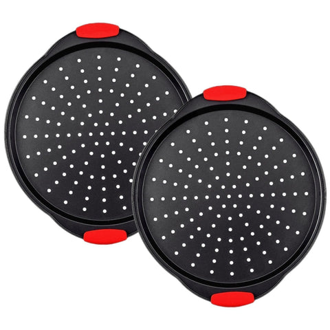 ZOEHROWS 13" pizza pan con agujeros para horneado crujiente y uniforme.