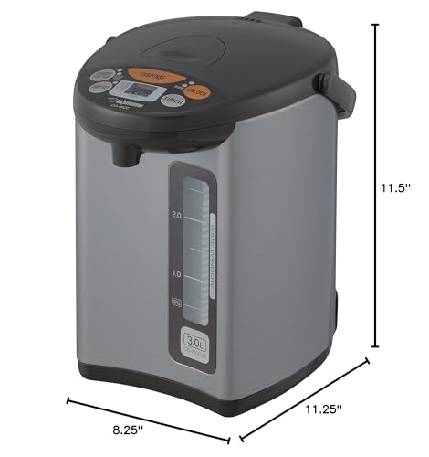 Zojirushi CD-WCC30 acabado plateado con detalles marrón oscuro para cocinas modernas.