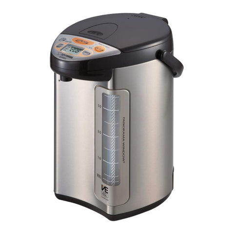 Zojirushi hervidor híbrido frente de cocina, listo para preparar té y bebidas calientes.