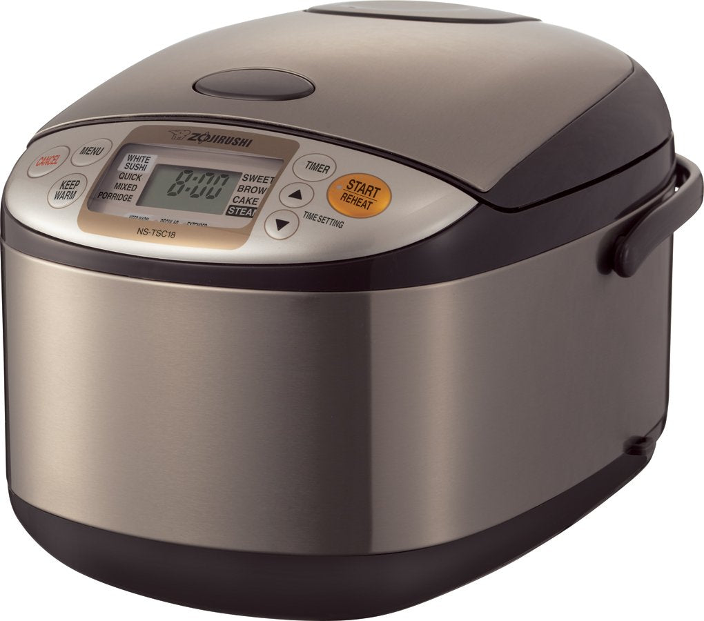 Zojirushi NS-TSC18 con exterior de acero inoxidable para una cocina limpia y elegante.