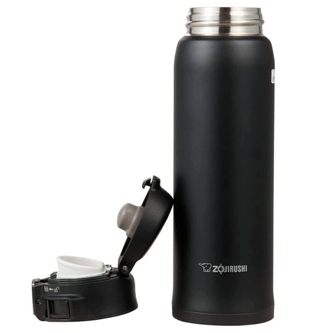 Zojirushi SM-SA48-BA, bloqueo de seguridad visible, evita aperturas accidentales durante el traslado.