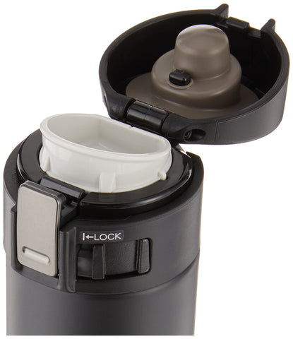 Zojirushi tapa plegable con cierre estricto para evitar derrames.
