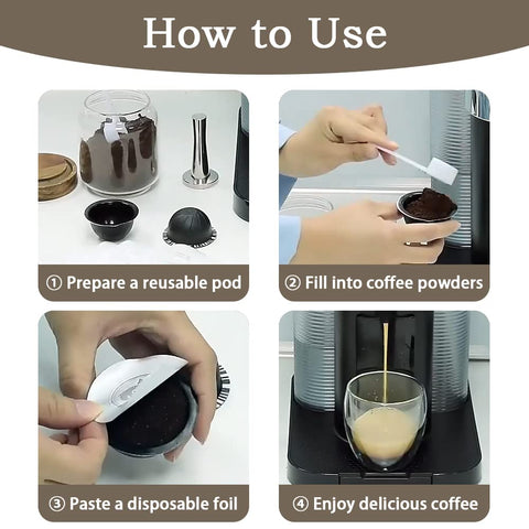 Cápsulas Zokrintz reutilizables Vertuo 150 ml para café corto e intenso.