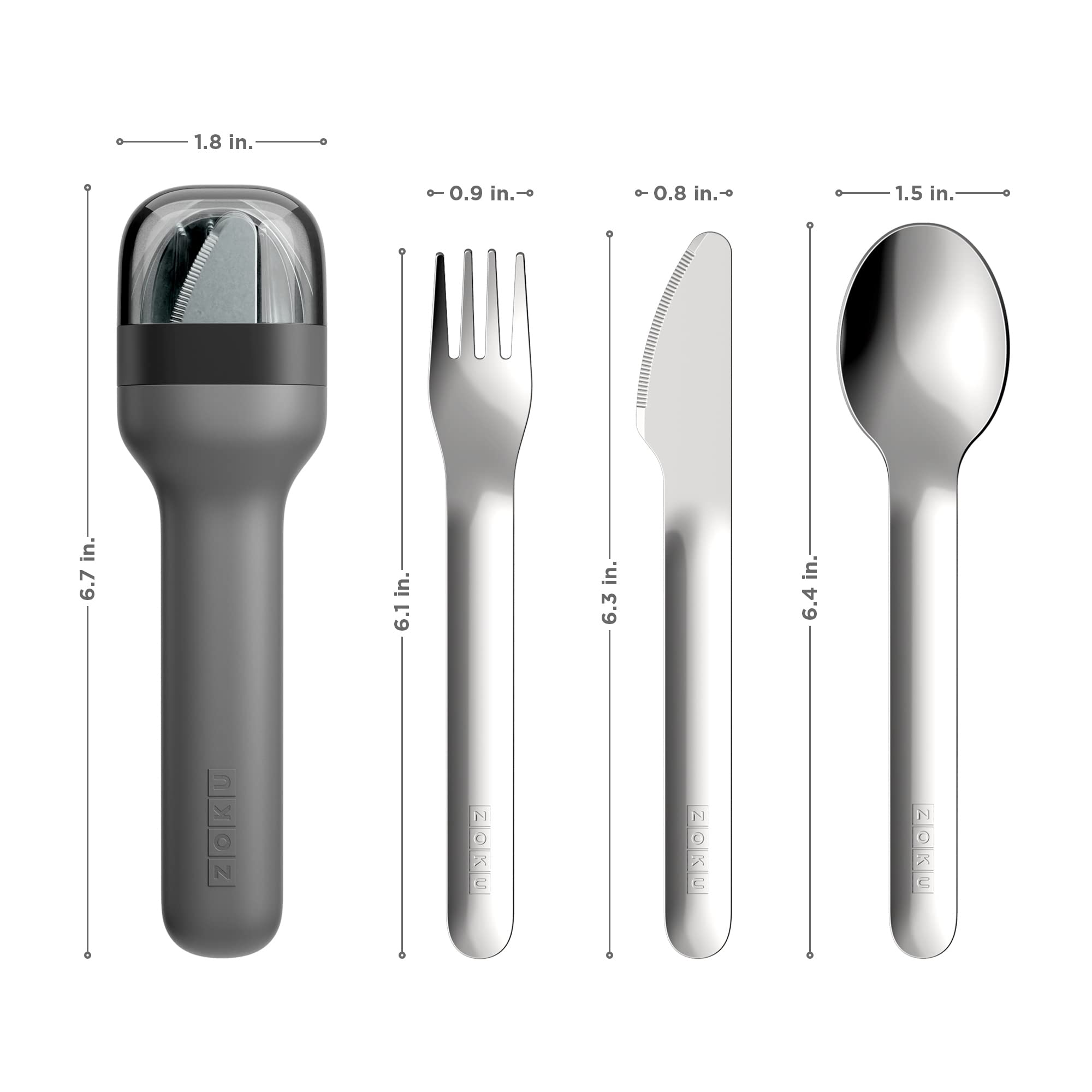 Cubiertos ZOKU de acero inoxidable 18/8, duraderos y fáciles de limpiar.