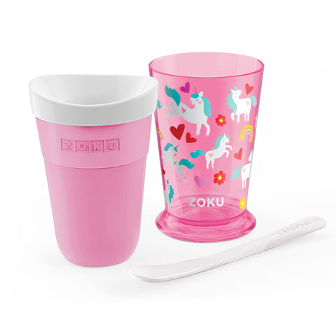 ZOKU Original Slush Maker en taza externa, diseño práctico para la mesa.