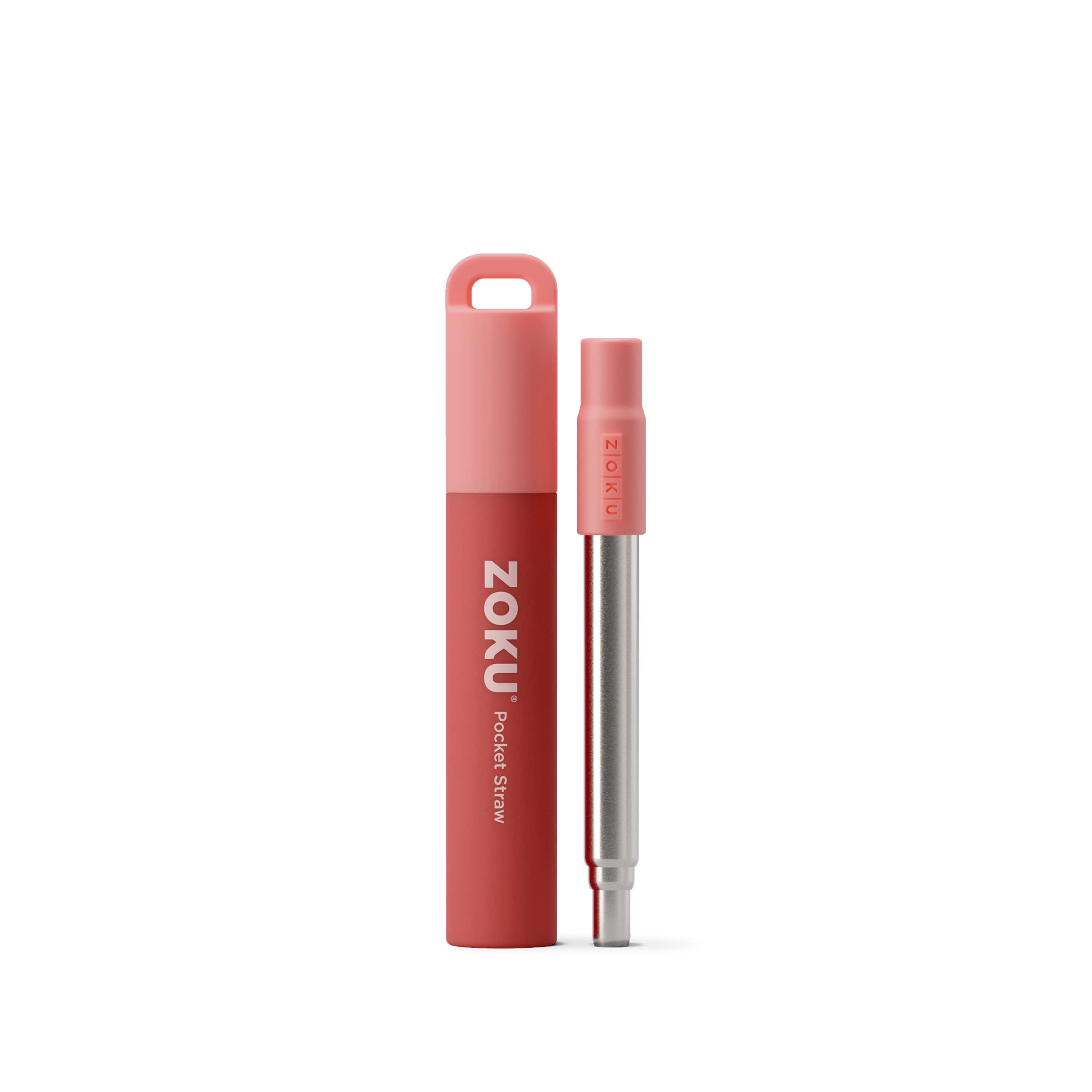 Paja de metal ZOKU colapsable con estuche, ideal para viajar.